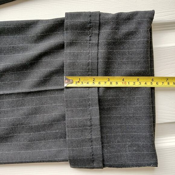 Karen Kane Black Pinstripe Slacks 14 self hemmed 27" inseam short warm comfy - Picture 11 of 14